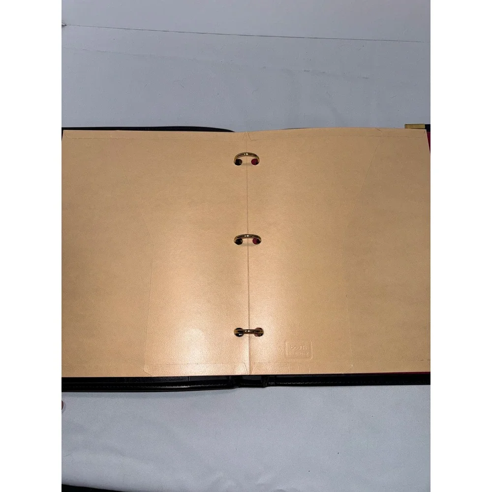 Cambridge Black Faux Leather 3-Ring Binder Portfolio Gold Hardware Executive